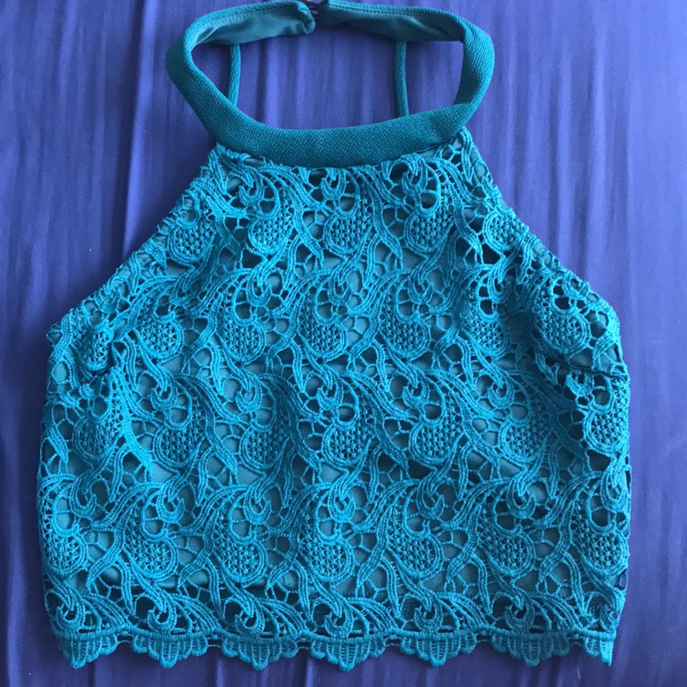 Green/blue crop top